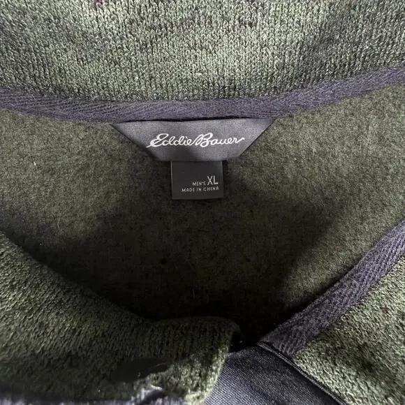 Eddie Bauer Sweater Men's XL Green 1/4 Button - Picture 4 of 6